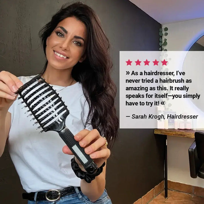 Curved Paddle Brush - hairbrush with boar bristles
