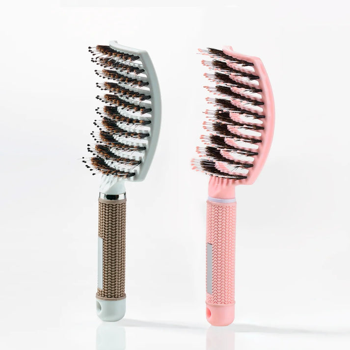 Curved Paddle Brush - hairbrush with boar bristles