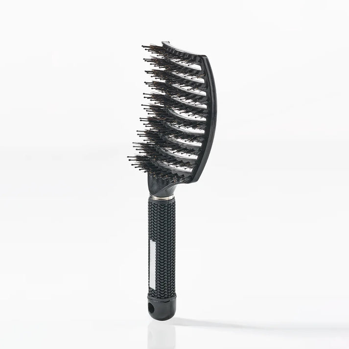 Curved Paddle Brush - hairbrush with boar bristles
