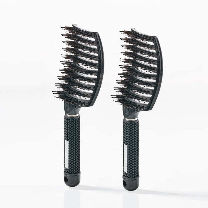 Curved Paddle Brush - hairbrush with boar bristles