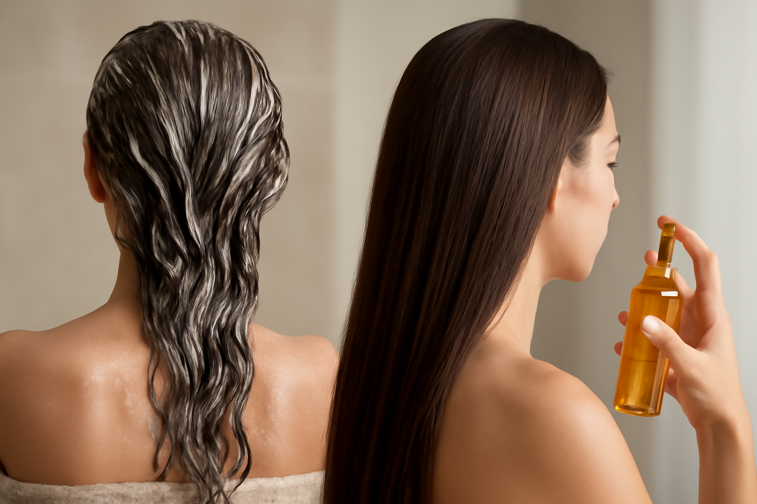 should you use hair oil before or after shower - illustration