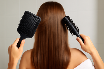 paddle brush vs round brush - illustration