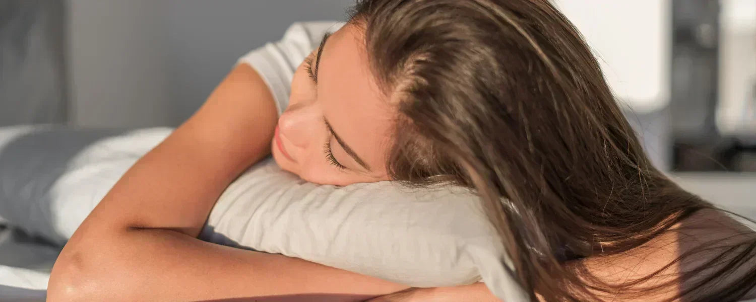 Woman with long hair sleeping