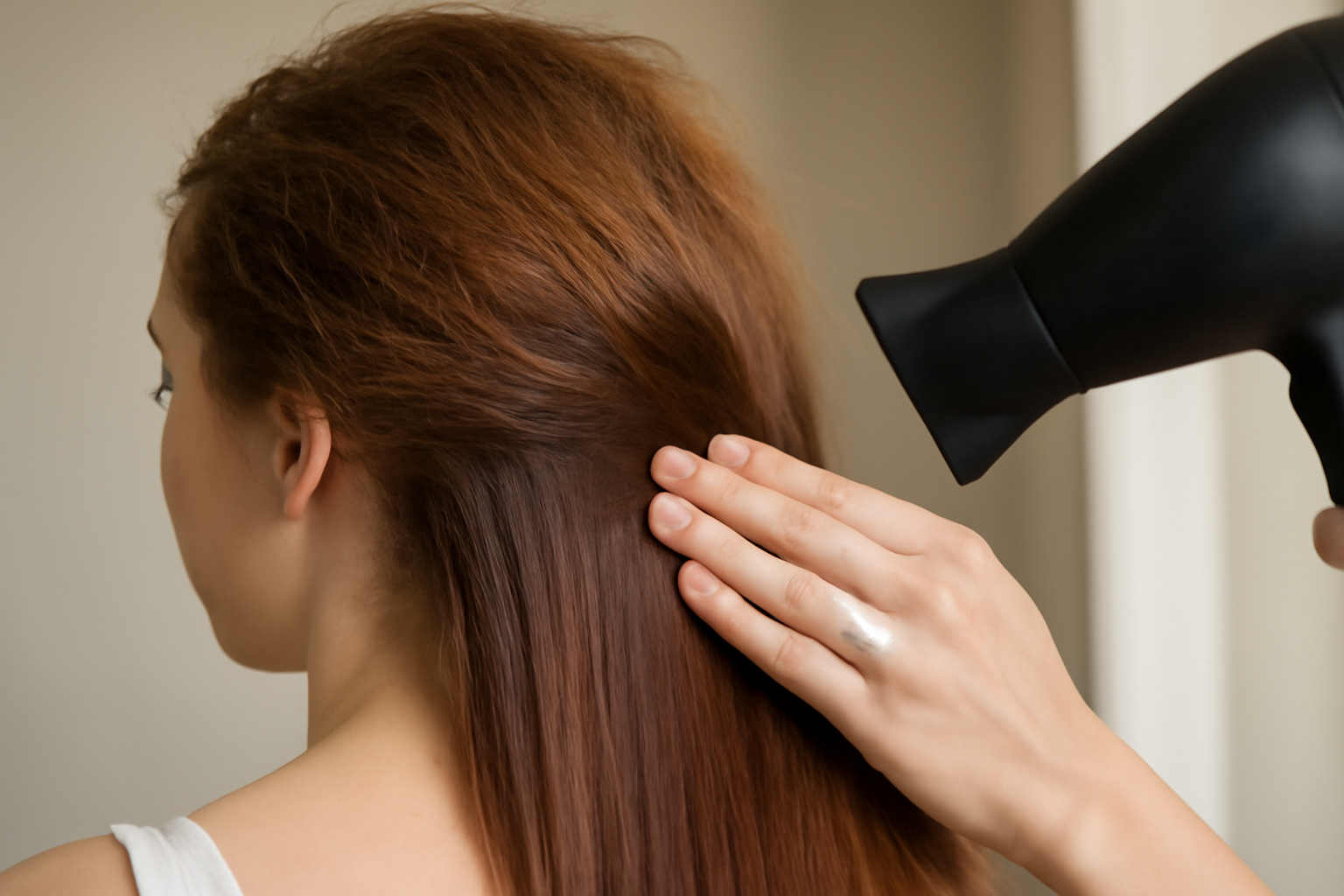 how to fix frizzy hair after blow drying - illustration