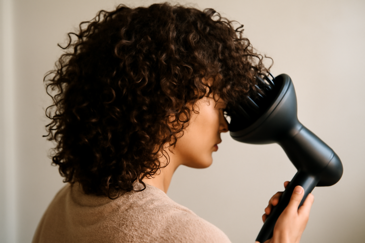 how to dry curly hair without frizz - illustration