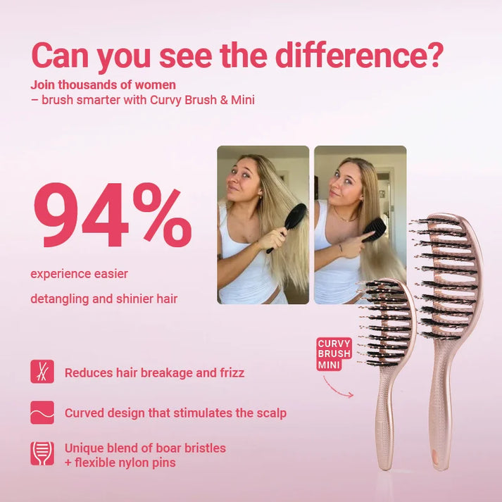 Mini Curvy Brush - hairbrush with boar bristles