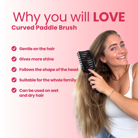 Curved Paddle Brush – Haarbürste mit Schweineborsten