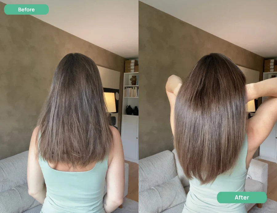 Comparación visual de la longitud y el brillo del cabello