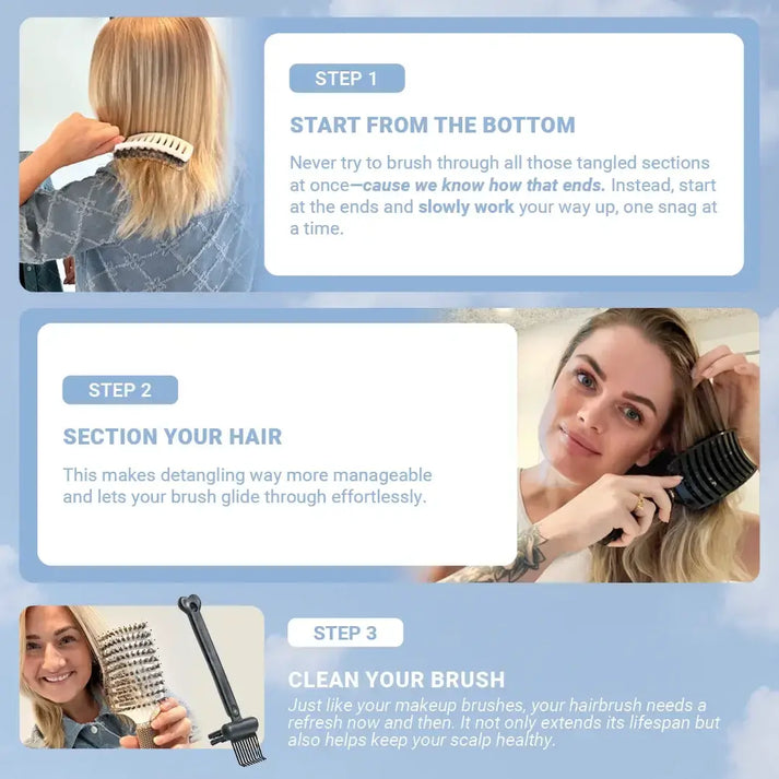 Curved Paddle Brush - spazzola per capelli con setole di cinghiale